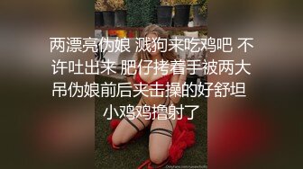 两漂亮伪娘 溅狗来吃鸡吧 不许吐出来 肥仔拷着手被两大吊伪娘前后夹击操的好舒坦 小鸡鸡撸射了